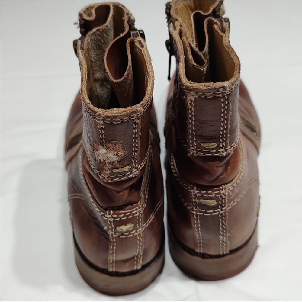 Bed Stu Eiffel Teak Leather Double Zipper Ankle Boots 8.5 - Picture 4 of 9